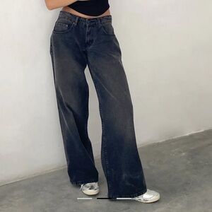 Motel Rocks wide low rise jeans Black/Grey Washed